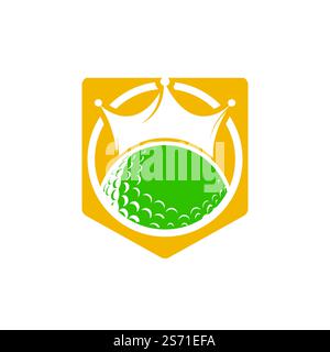 King golf vector logo design. Golf ball with crown vector icon. Stock Vector