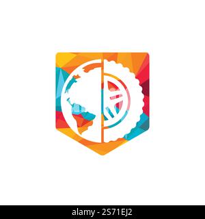 Tire world vector logo template. Vector wheel and planet logo combination. Stock Vector