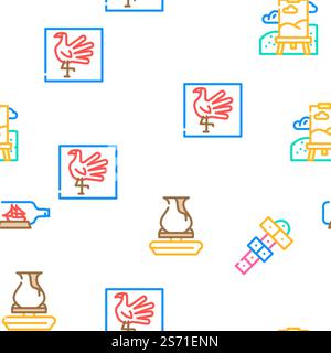 Kids Club Hobby Funny Occupation vector seamless pattern thin line illustration. Kids Club Hobby Funny Occupation vector seamless pattern Stock Vector