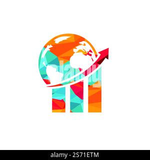 World Stats vector logo design template. World finance logo design concept. Stock Vector