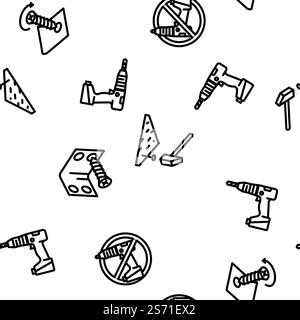 assembly instruction furniture vector seamless pattern thin line illustration. assembly instruction furniture vector seamless pattern Stock Vector