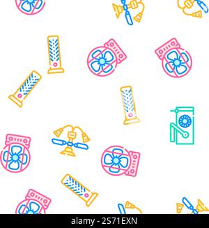 Fan Electronic Cooling Device vector seamless pattern thin line illustration. Fan Electronic Cooling Device vector seamless pattern Stock Vector