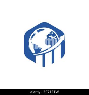 World Stats vector logo design template. World finance logo design concept. Stock Vector