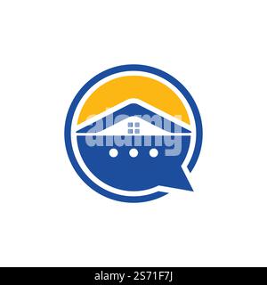 Chat home vector logo design. Online chat house vector logo design concept. Stock Vector