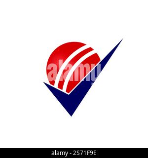 Check Cricket vector logo design. Cricket ball and tick icon logo Stock ...
