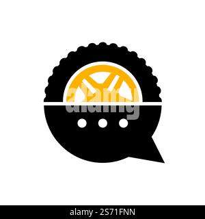 Transport chat vector logo design template. Talk symbol tire shape logo vector design. Stock Vector