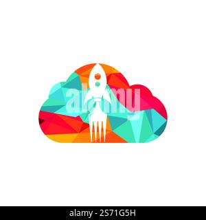 Rocket food with cloud icon logo design illustration. Fast food delivery logo template. Stock Vector