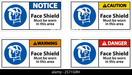 Face Shield Must Be Worn Sign On White Background Stock Vector
