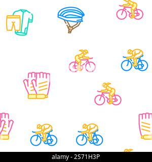 Bike Transport And Accessories vector seamless pattern thin line illustration. Bike Transport And Accessories vector seamless pattern Stock Vector