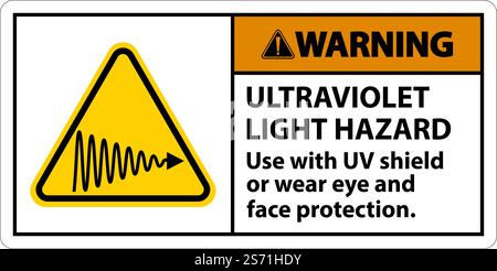Warning Ultraviolet Light Hazard Label On White Background Stock Vector