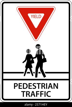 Yield Pedestrian Traffic Sign On White Background Stock Vector