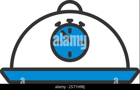 Cloche With Stopwatch Icon. Editable Bold Outline With Color Fill Design. Vector Illustration. Stock Vector