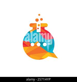 Lab chat vector logo design. Lab talk logo design. Research and Science logo design. Stock Vector