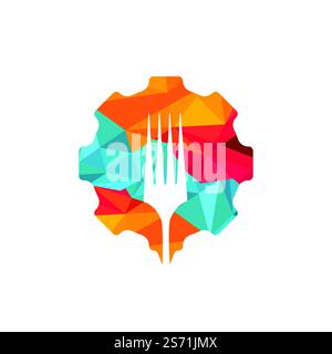 Gear food vector logo design. Organic food logo concept. Stock Vector
