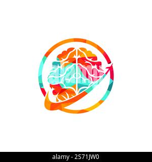 Smart travel vector logo design. Brain travel logo icon design. Stock Vector