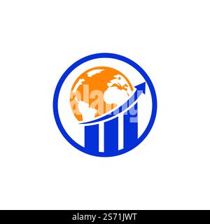 World Stats vector logo design template. World finance logo design concept. Stock Vector
