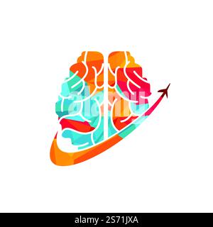 Smart travel vector logo design. Brain travel logo icon design. Stock Vector