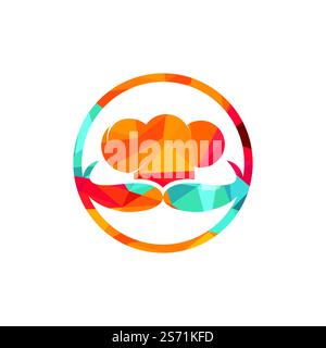 Mister Chef vector logo design template. Chef cap and mustache icon design. Stock Vector