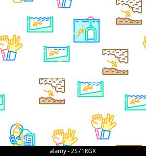 Diving School Education Lesson vector seamless pattern thin line illustration. Diving School Education Lesson vector seamless pattern Stock Vector