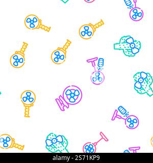Fan Electronic Cooling Device vector seamless pattern thin line illustration. Fan Electronic Cooling Device vector seamless pattern Stock Vector