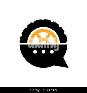 Transport chat vector logo design template. Talk symbol tire shape logo vector design. Stock Vector