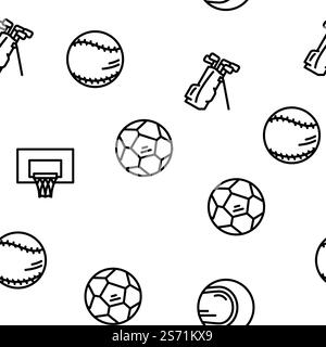 Sport Game Sportsman Activity vector seamless pattern thin line illustration. Sport Game Sportsman Activity vector seamless pattern Stock Vector