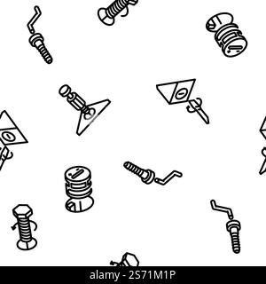 assembly instruction furniture vector seamless pattern thin line illustration. assembly instruction furniture vector seamless pattern Stock Vector