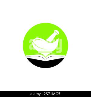 Pharmacy book vector logo design. Medical study logo design concept. Stock Vector