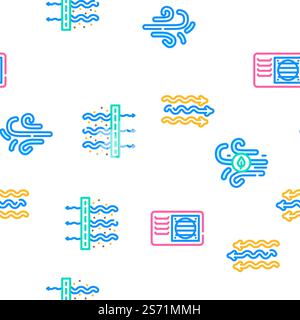 air clean flow freash wind filter vector seamless pattern thin line illustration. air clean flow freash wind filter vector seamless pattern Stock Vector