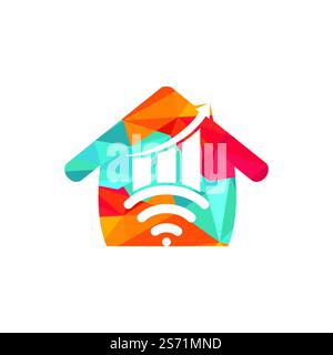Wifi Statistic vector logo design. Wifi analytic logo icon design. Stock Vector