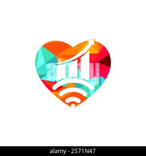 Wifi Statistic vector logo design. Wifi analytic logo icon design. Stock Vector