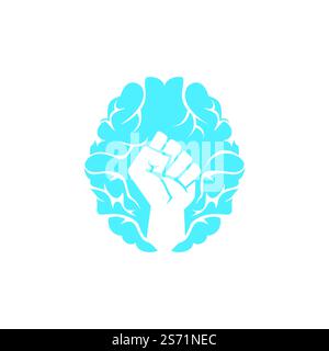 Brain fist vector logo design. Intellect power logo. Extreme intelligence concept. Stock Vector