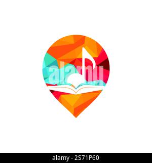 Music book vector logo design. Book and music note icon design. Stock Vector