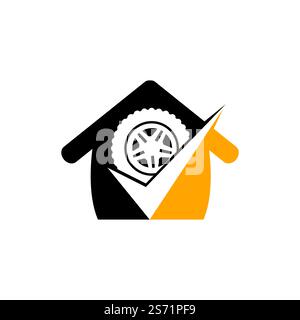 Tire check vector logo design. Tire and tick icon concept. Stock Vector