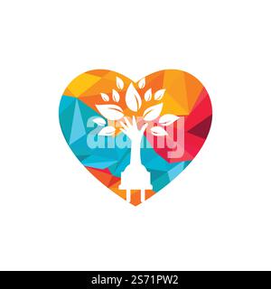 Electric cord and hand tree vector logo design. Stock Vector