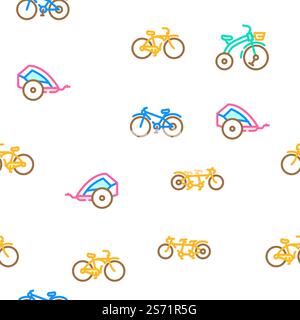 Bike Transport And Accessories vector seamless pattern thin line illustration. Bike Transport And Accessories vector seamless pattern Stock Vector