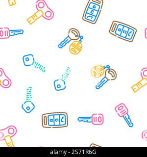 Key For Open And Close Padlock vector seamless pattern thin line illustration. Key For Open And Close Padlock vector seamless pattern Stock Vector