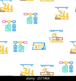 Diving School Education Lesson vector seamless pattern thin line illustration. Diving School Education Lesson vector seamless pattern Stock Vector