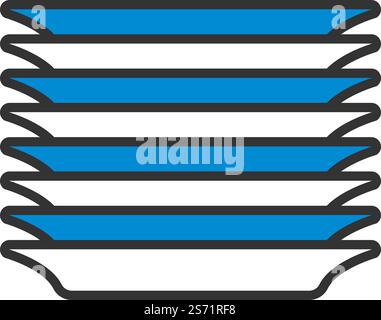 Plate Stack Icon. Editable Bold Outline With Color Fill Design. Vector Illustration. Stock Vector