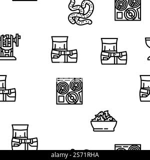 Spirulina Nutrition Ingredient vector seamless pattern thin line illustration. Spirulina Nutrition Ingredient vector seamless pattern Stock Vector