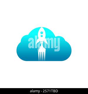Rocket food with cloud icon logo design illustration. Fast food delivery logo template. Stock Vector