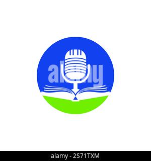 Podcast book vector logo design. Education podcast logo concept. Stock Vector