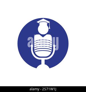 Student podcast vector logo icon symbol design. Education podcast logo concept. Stock Vector