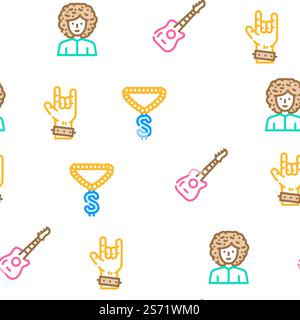 Music Genres Audio Performance vector seamless pattern thin line illustration. Music Genres Audio Performance vector seamless pattern Stock Vector