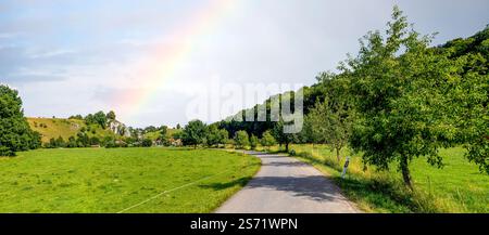View over Eselburg Valley, Herbrechtingen, Germany Stock Photo