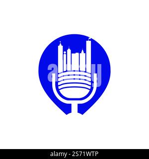 Urban podcast vector logo design template. Podcast city logo concept. Stock Vector