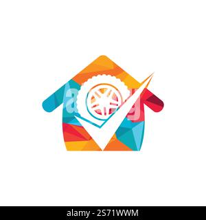 Tire check vector logo design. Tire and tick icon concept. Stock Vector