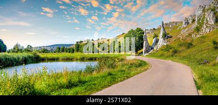 View over Eselburg Valley, Herbrechtingen, Germany Stock Photo