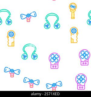 Fan Electronic Cooling Device vector seamless pattern thin line illustration. Fan Electronic Cooling Device vector seamless pattern Stock Vector