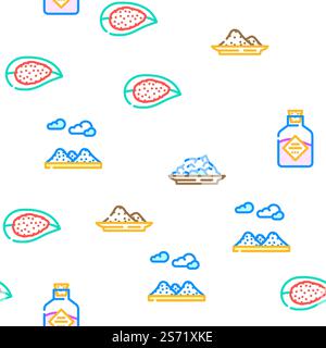 salt sea food crystal powder vector seamless pattern thin line illustration. salt sea food crystal powder vector seamless pattern Stock Vector